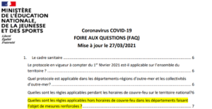COVID - FAQ - Màj. du 27.03.2021