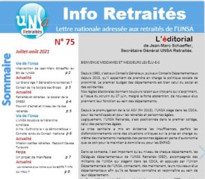Lettre UNSA Retraités de juillet-août 2021